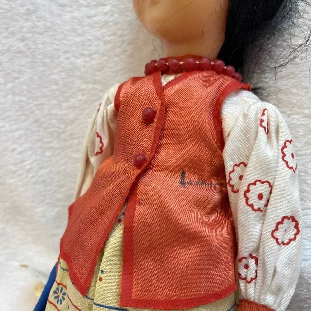 VINTAGE 1970s Mockobckar Russian Doll - Hard Plastic Approx. 12” - Folk Costume.